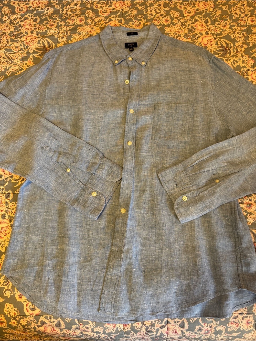 J. Crew XL/Slim Linen Button Down Shirt in Light Blue (Chambray)